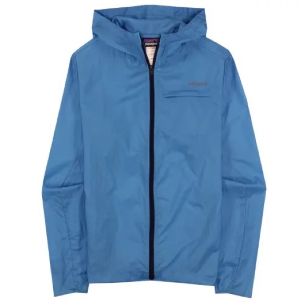 Patagonia women’s Houdini rain jacket hoody, size S blue